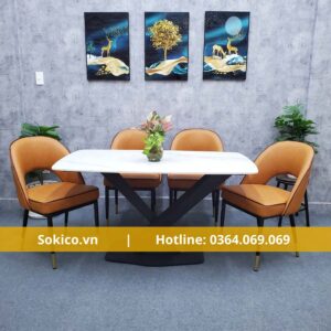 Bàn Ghế Ăn Gia Đình BGD21 - Mẫu Bàn Ghế Ăn Đẹp Màu Cam