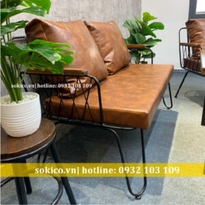 Ghế quán cafe gỗ chân thép ống