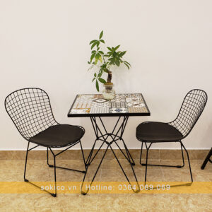 Mẫu Bàn Ghế Cafe BGC82 Bàn Cà Phê Khung Sắt Đơn Điệu