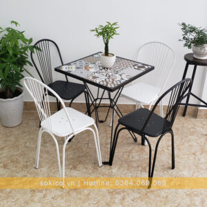 Bàn ghế cafe khung sắt