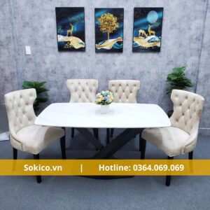 Bàn Ghế Ăn Gia Đình BGD22 - Bàn Ghế Ăn Gỗ Phong Cách Cổ Điển