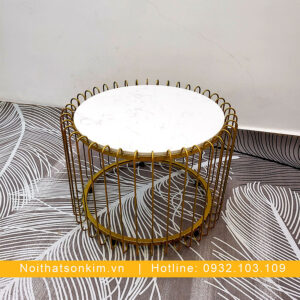 Bàn Sofa Tròn Mặt Đá BS10 Bàn Sofa Sắt Phong Cách