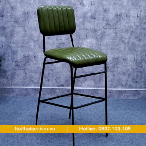 Ghế cafe quán bar chân cao màu xanh